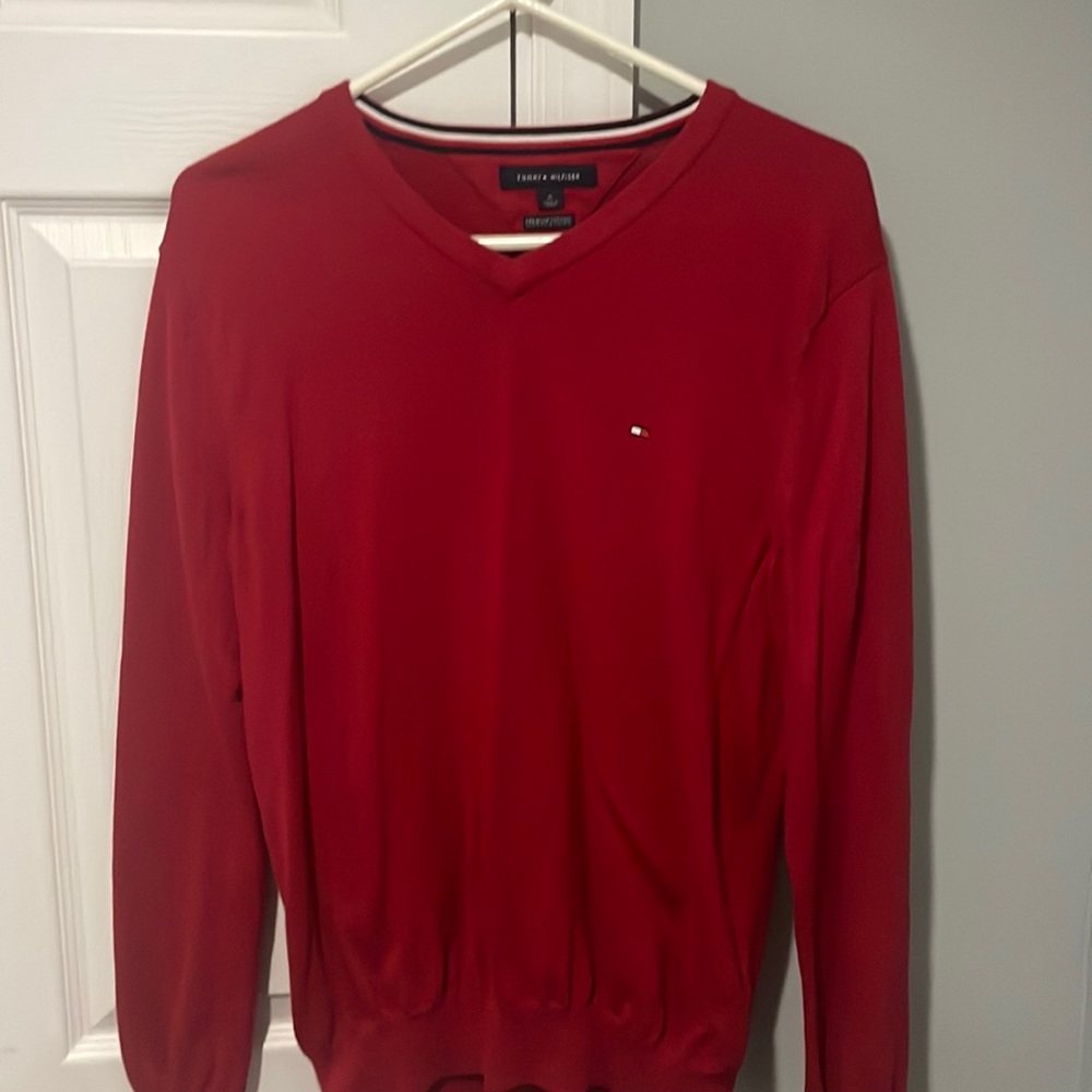 Red medium Tommy Hilfiger v neck sweater